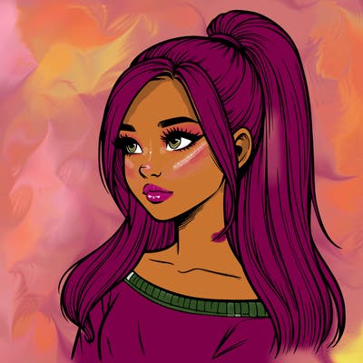 realistic girl with a high ponytail