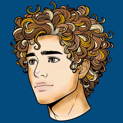 realistic guy with curly hair