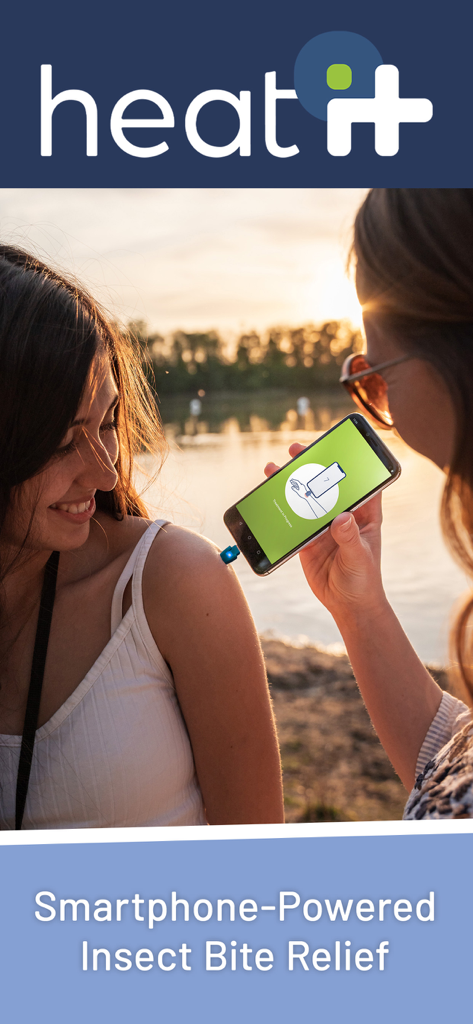 heat it - Two women using the heat it smartphone device to treat an insect bite outdoors