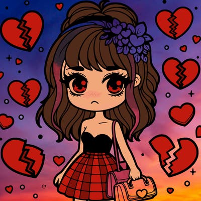 baddie girl pretty with broken hearts