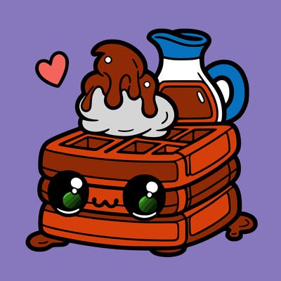 cute waffles with syrup
