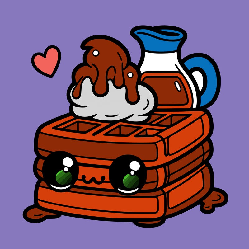 cute waffles with syrup