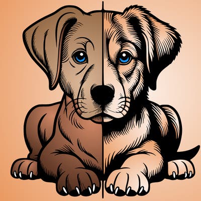 realistic dog split picture