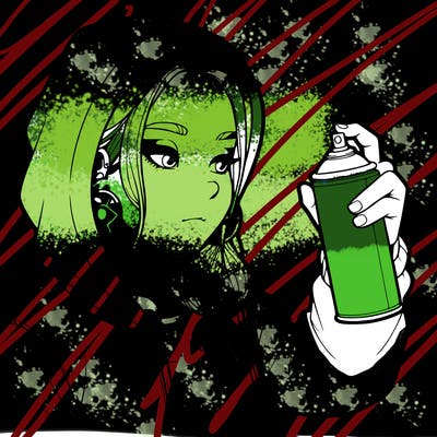 a realistic girl, spray painting