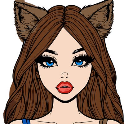 realistic girl with fox ears and realistic lips