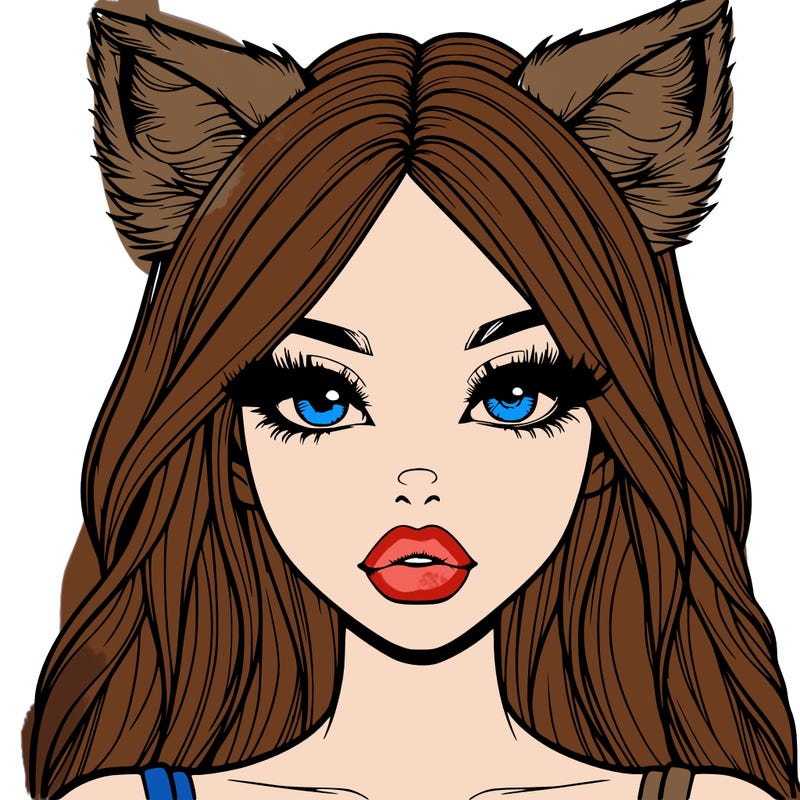 realistic girl with fox ears and realistic lips