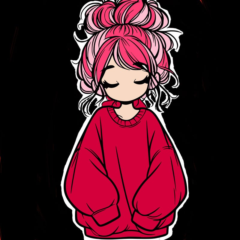 girl with baggy sweatshirt and messy bun