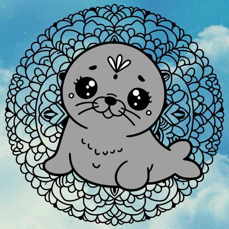 a cute baby seal mandala
