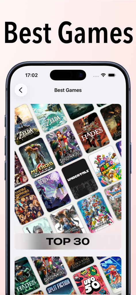 SwitchBuddy: Switch App - SwitchBuddy app screen showcasing the top 30 best Nintendo Switch games