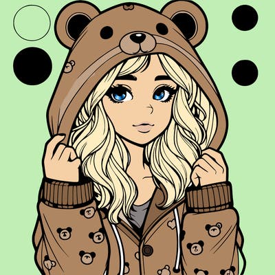 realistic girl in a animal pjs hoodie