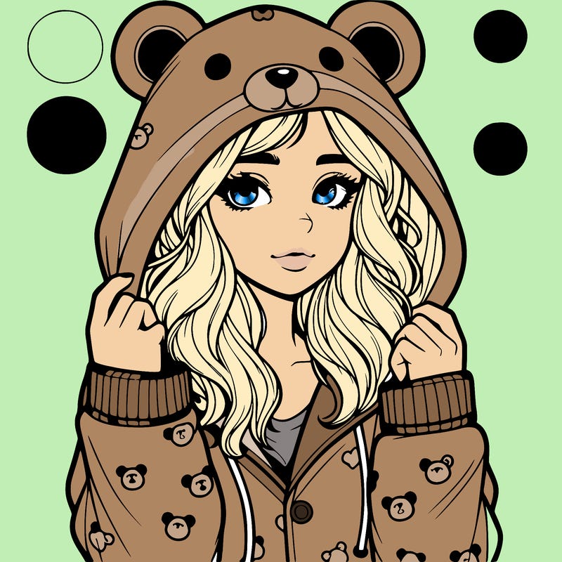 realistic girl in a animal pjs hoodie