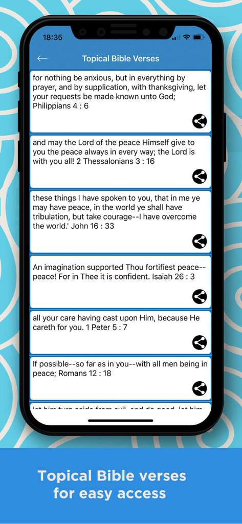 Young Literal Bible -YLT Bible - Una lista de versículos bíblicos temáticos dentro de la interfaz de la aplicación Young Literal Bible para facilitar el estudio y el intercambio.