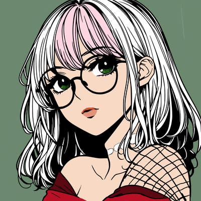manga woman character with glasses and nice lips