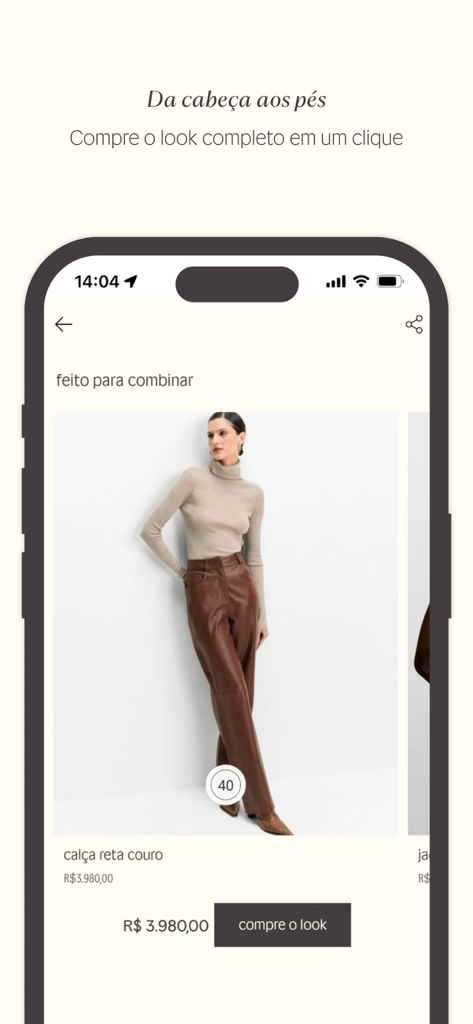 Shoulder - Shoulder fashion app showing a complete look with leather pants and a turtleneck