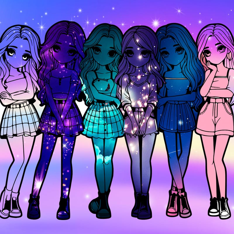 a group of girls realistic