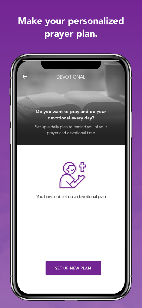Oneness Spiritual Center - Oneness Spiritual Center app screen for setting up a personalized prayer plan