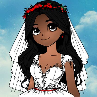 realistic girl in a wedding dress