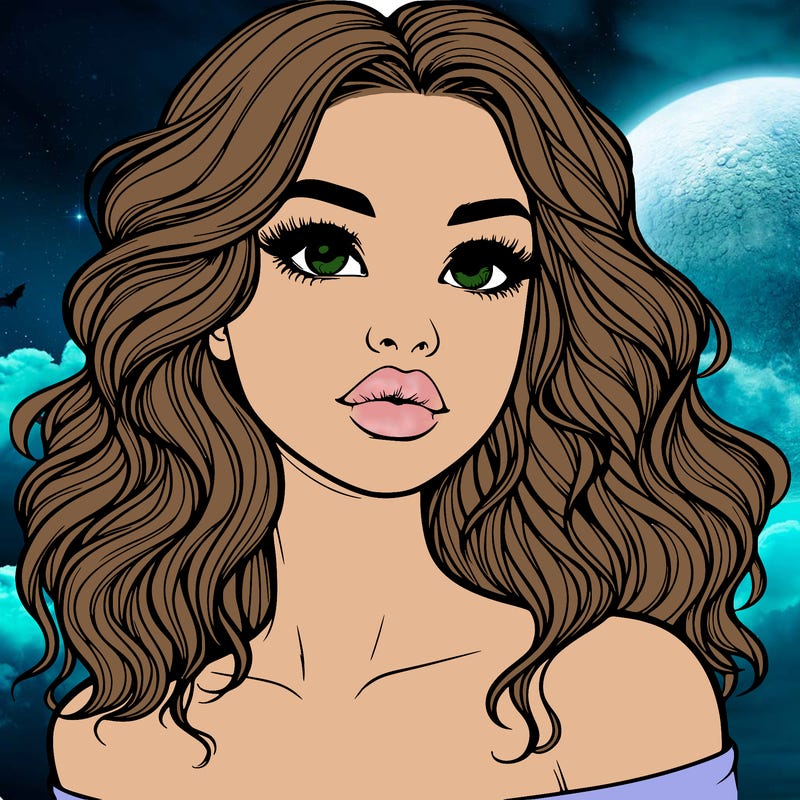 realistic girl with wavy hair and lips