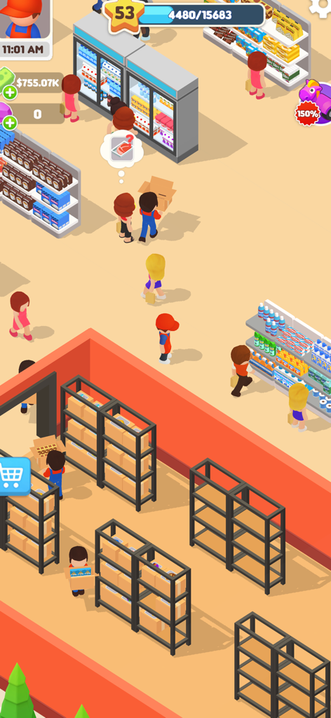 My Supermarket! - A 3D isometric supermarket with customers shopping and staff restocking products