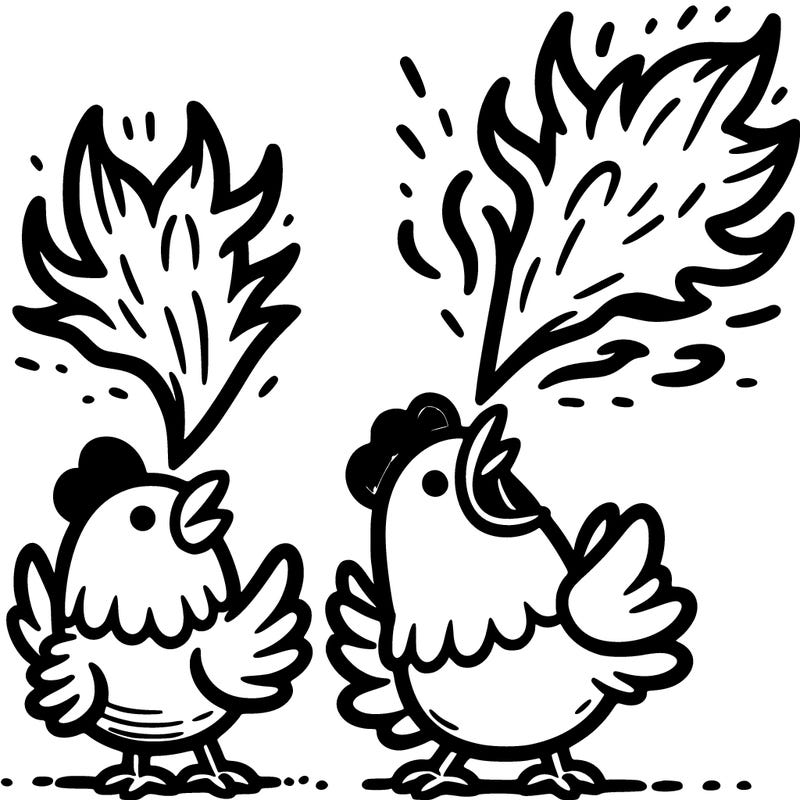chickens breathing fire