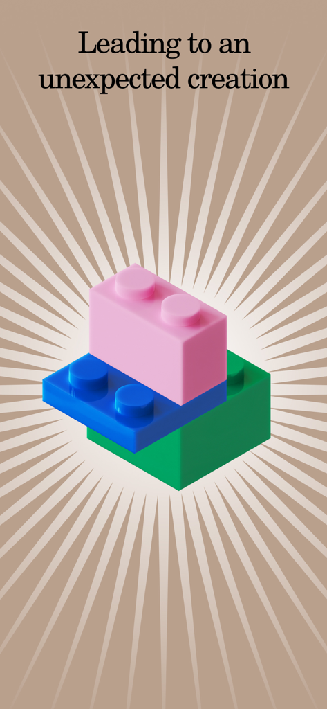 A small construction of colorful bricks representing an unexpected creation suggested by the Brickit app