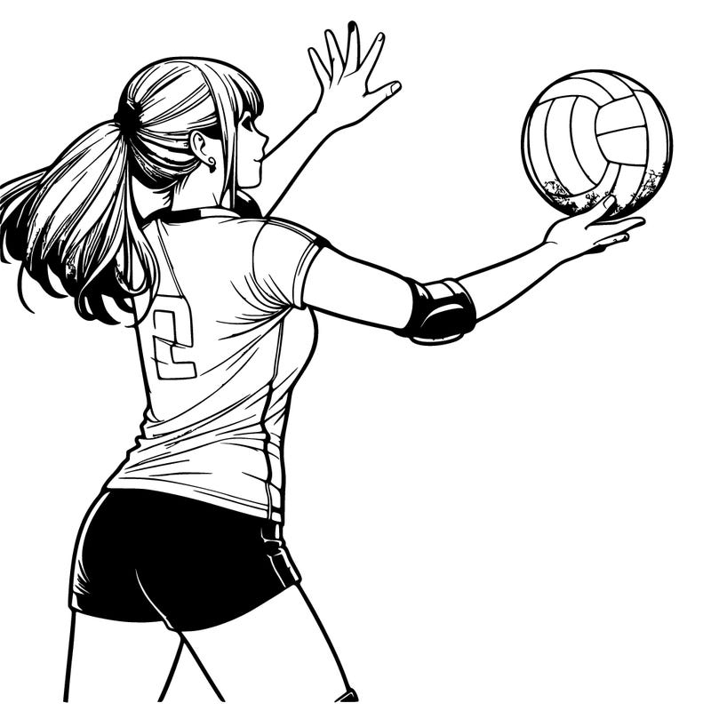 realistic girl playing volleyball with two hands
