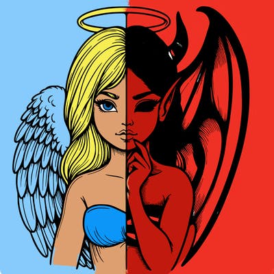 realistic angel half demon