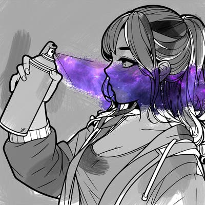 a realistic girl spray, painting
