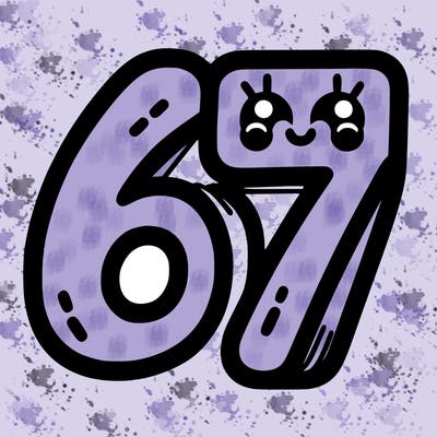 the numbers 67