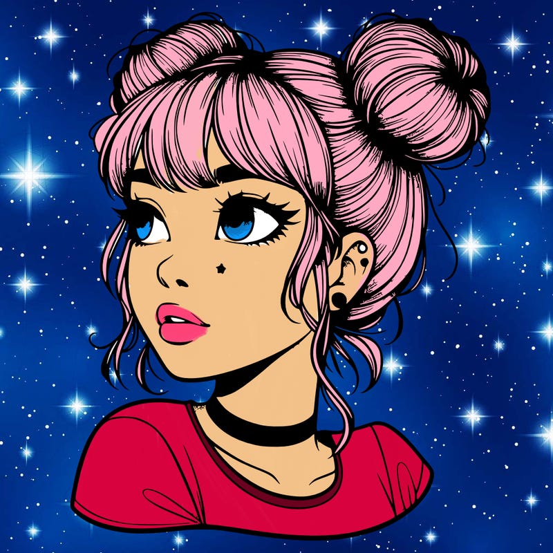 realistic girl with spacebuns