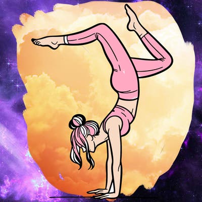 a woman doing a handstand