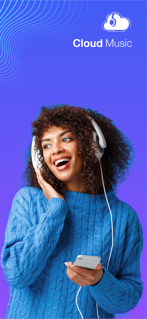 Cloud Music Player Mp3 Offline - Mujer joven sonriendo escuchando música sin conexión usando Cloud Music Player