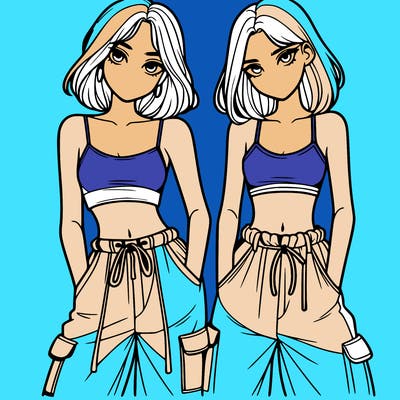 two girls with crop top with baggy pants