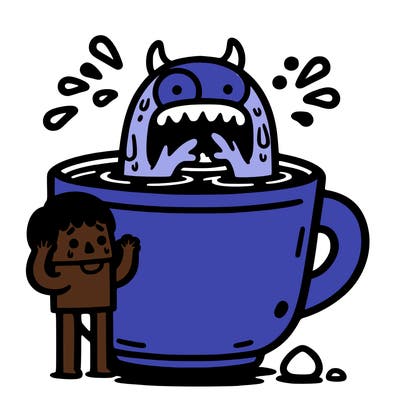 make a monster in a cup of water in a person scared