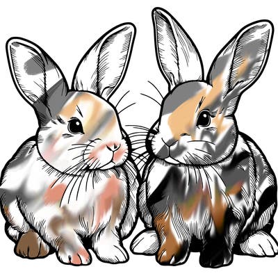 two realistic bunnies