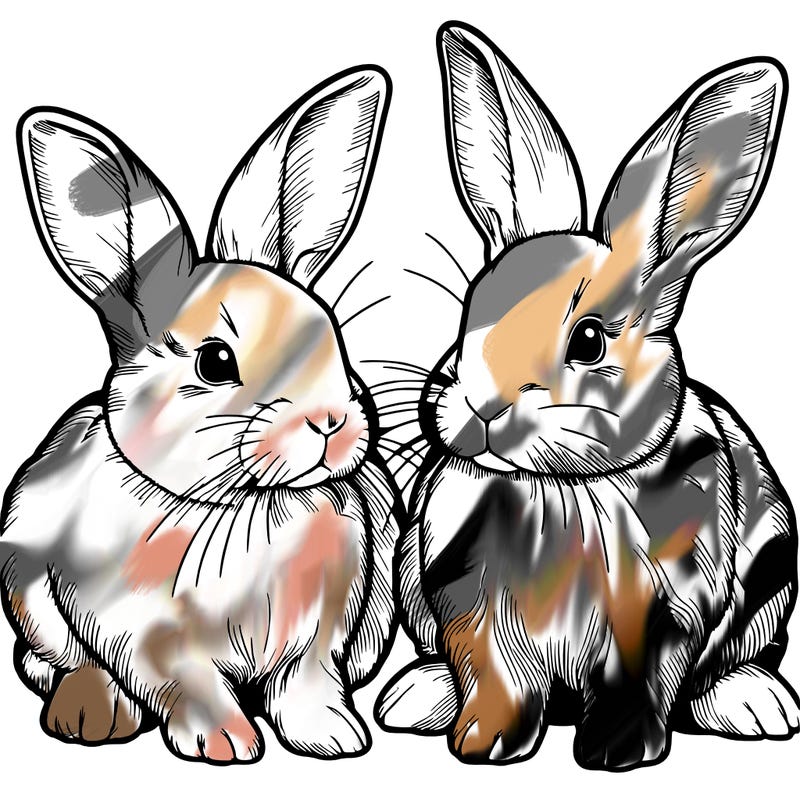 two realistic bunnies