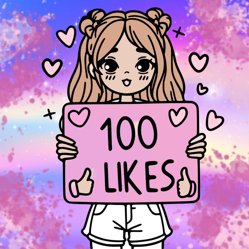 girl holding a sign saying 100 likes