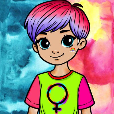 girl with pixie cut and feminist shirt