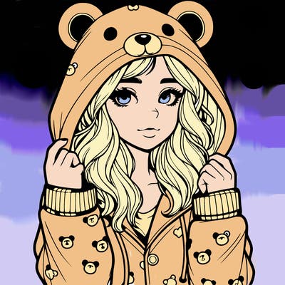 realistic girl in a animal pjs hoodie