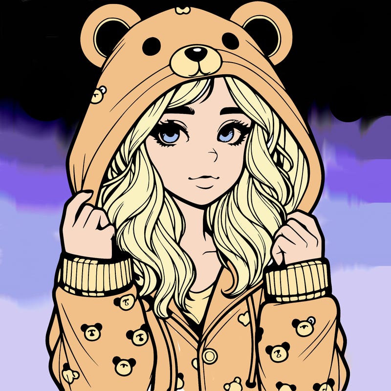 realistic girl in a animal pjs hoodie