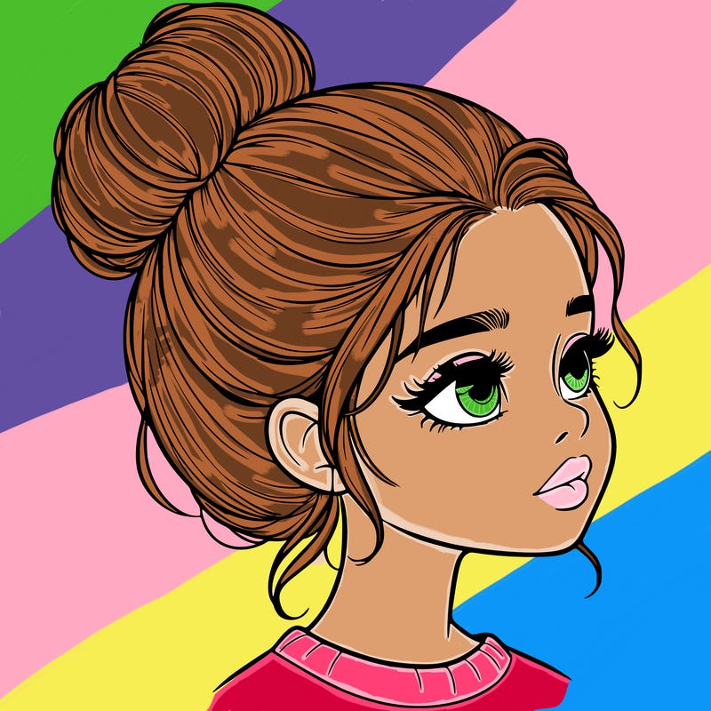 realistic girl with bun