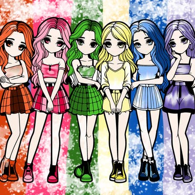 a group of girls realistic