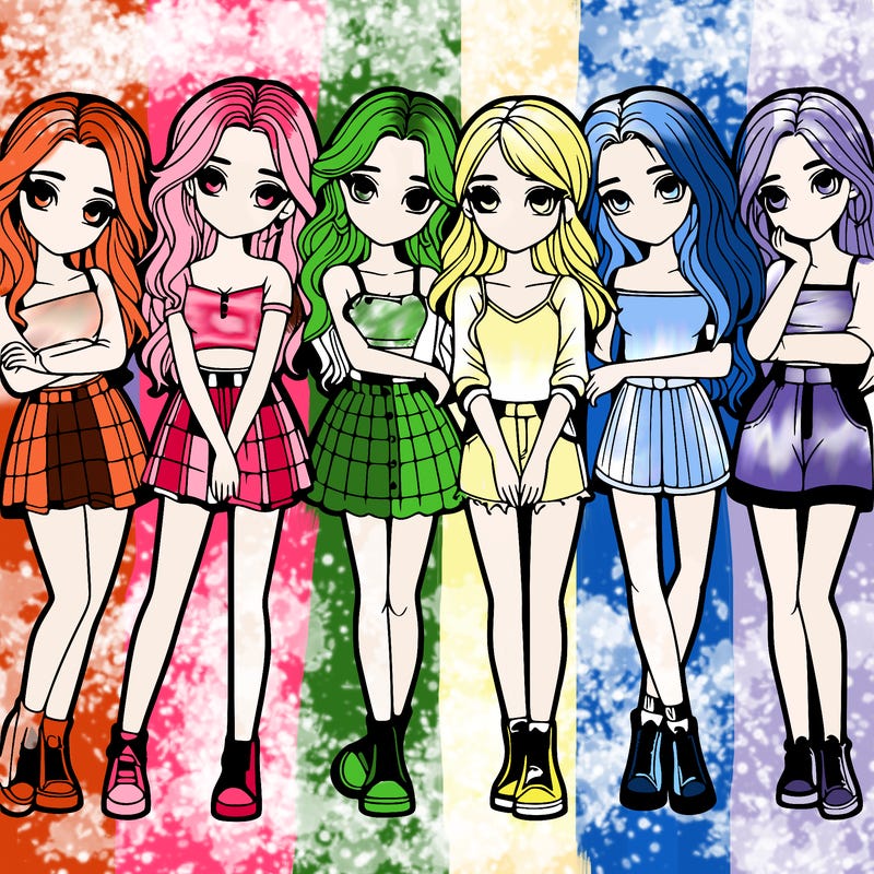 a group of girls realistic