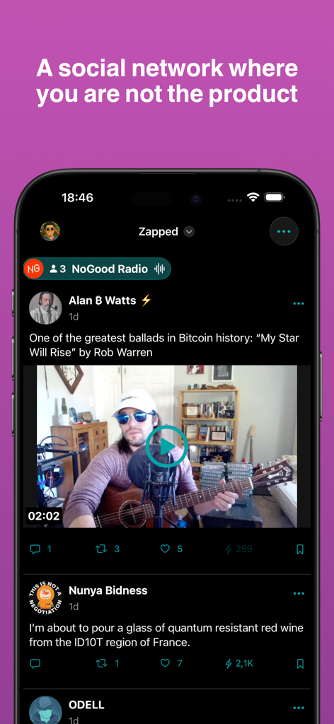 Nostur - Nostr client - Nostur mobile app interface showing a decentralized social network feed on an iPhone