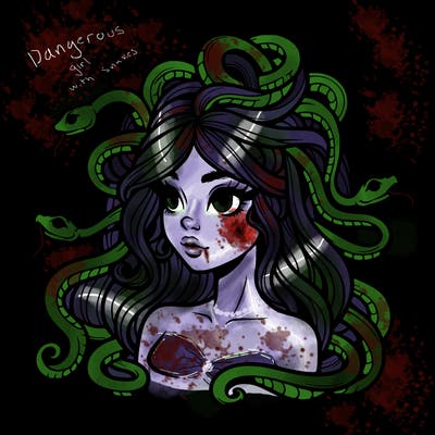 realistic medusa with snakes in her hair