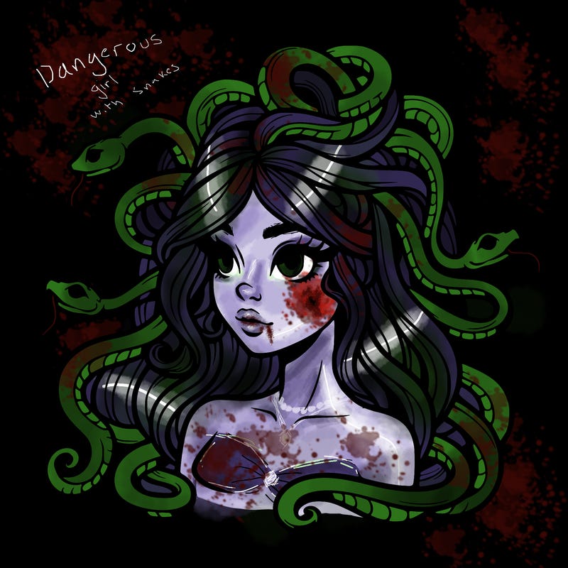 realistic medusa with snakes in her hair