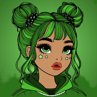 realistic girl with space buns