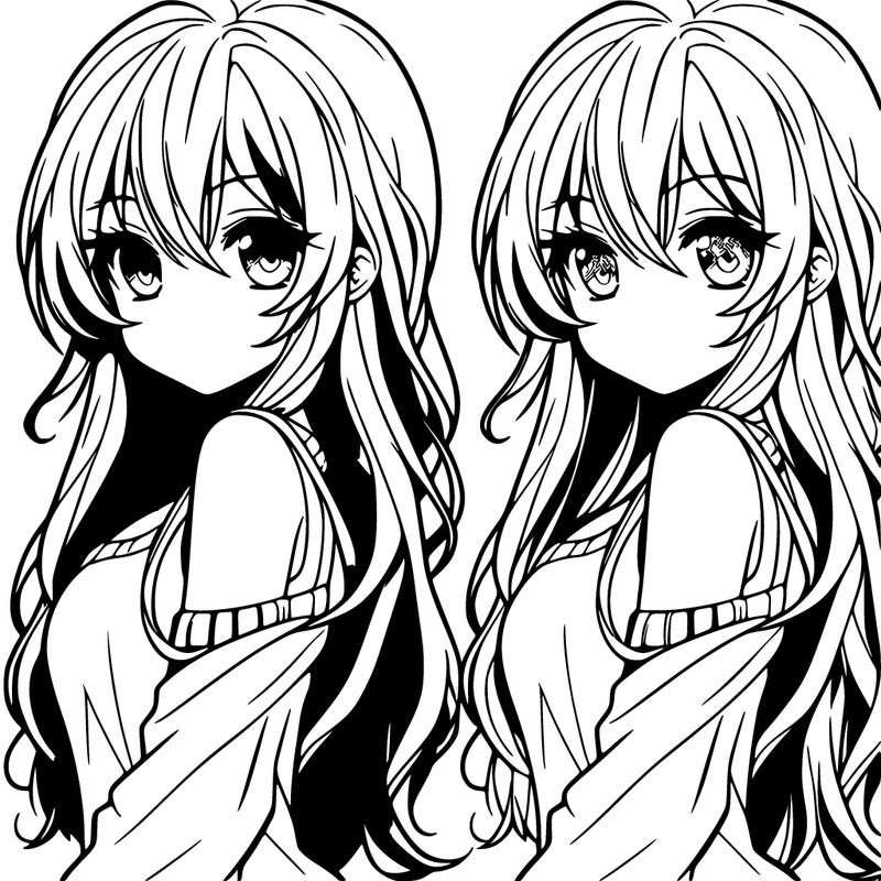 pretty anime girl with long hair