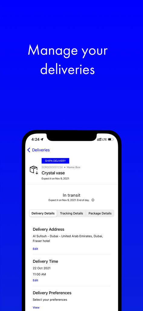 Shipa delivery - Shipa Delivery mobile app screen showing real-time tracking and management of a package delivery.