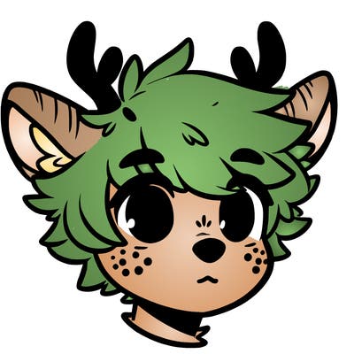 a humanoid deer with soft fluffy ears